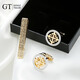 2021 New Paris Eiffel Tower Art French Hollow Tie Clip Cufflinks Set 18K Gold Plated Men's Gift Box Gold