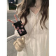 
French-style long-sleeved long-sleeved dress for women in autumn new design high waist slim long skirt light apricot color #1048 S