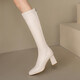 Meilue (Meilue) Frauenstiefel 2025 Herbst und Winter neue Modestiefel High Stiefel Frauen Single Stiefel Lange Stiefel Frauen High Heel Boots Lederstiefel Frauen Lange Stiefel 9926 Beige/High Heel 7cm 38