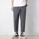 Pantalones casuales judíos para hombres en verano Nuevo deporte de seda heterosexual de hielo suelto pantalones de nueve puntos para hombres pantalones de moda de estilo coreano 9904 gris oscuro 2xl