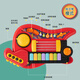 Meicun -Gitarrenspielzeug Ukulele Kinder kleine Mädchen Jungen Anfänger Mini Edition Musikinstrument Violine Simulation können rote Magie Gitarre spielen [Batterieversion]