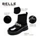Belle Children's Shoes Girls Princess Boots 2024 Autumn Short Boots Mary Jane Shoes Stretch Socks Boots Obsidian Black 30