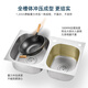 
Soft and soft stainless steel wash basin double basin 304 sink double basin small size wash basin double basin dishwasher household [698 left large] pull set meal