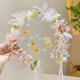 Bai Qixin Children's Crown Garland Headdress Hairpin Girl Hairband Wedding Spring Outing Flower Girl Birthday Headdress Fairy Performance Accessories Fruit Green Beaded Flower Streamer - One Size