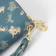 Cartera con doble cremallera para mujer, estilo coreano largo, nueva cartera de gran capacidad de doble capa, bolso de mano estampado, bolso retro para teléfono móvil, azul