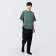 MUJI Men's Cool Henley Collar Short Sleeve T-Shirt Men's Bottoming Shirt Men's Top AC1W6C4S Smoked Green M (170/92A)