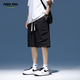 Foss Phil shorts men's summer workwear trendy casual ice silk mid-trousers loose sports five-point pants 9906 black L