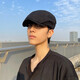 前进帽中青年男士春秋夏季男式帽子纯色潮薄款反戴贝雷帽画家帽 黑色 55-58cm