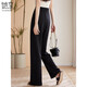 
She enjoys casual pants for women new Chinese style folding straight pants summer thin draped wide-leg pants for women T144K6623 Black XL