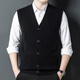 Hengyuanxiang Herbst und Winter Herren-Weste aus 100 % reiner Wolle, Winter-Wollpullover mit V-Ausschnitt, ärmellose Strickjacke, Weste, 1 mittlere Farbe, Grau, M 170/88A