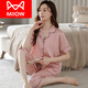 Catman (MiiOW) pajamas for women summer ice-sensing short-sleeved cropped pants thin summer silk cool loose home clothing 983 M [80 100Jin [Jin equals 0.5 kg]]
