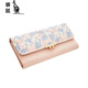 Kangaroo wallet women's large capacity new fashion clutch bag women's long three-fold student wallet mobile phone bag blue
