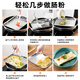 Carole 304 household rice roll special steaming tray rectangular stainless steel plate flat bottom tray cold skin rice roll tool set 27*20*2 (rice roll tray) only comes with brush and scraper