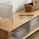 Genji Muyu solid wood TV cabinet modern living room oak home storage cabinet walnut glass sliding door TV cabinet 2.2 meters