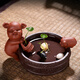 Tea pet pig can raise money, purple clay piglet, tea and cow, boutique small creative kung fu tea, goldfish tea tray small ornaments, lucky pig to gather wealth (excluding green plants and stones)