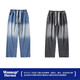 Wassup Hermu Offizielle trendige Jeans Herbst- und Winter American High Street Wide Bein Straight Hosen Lose Gradientenwäsche 5009 Blue L (Empfohlen 110-130jin [Jin entspricht 0,5 kg])