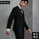 Shanshan British suit men's suit slim small suit business professional formal attire accompanying groom wedding dress casual suit black double button suit + trousers L recommended 125Jin Jin equal to within 0.5 kg
