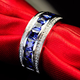 Junkiss YANOR sapphire ring men's single row of diamond imitation tanzanite 925 silver platinum-plated diamond ring trendy men's ring spot No. 14-16 circle wide version blue