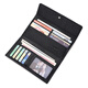 Sieben Wolf -Männer Langes Geldbörse echter Leder 3 -fach Straight Wallet Pure Head Layer Cowhide Gürtel Schnalle Ticket Clip Weiches Leder Mehrfachkartenschlitz schwarz