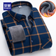 Romon [Fleece-Added warm] Herren Fleece Work Shirt 2025 Winter neuer Stil mittleren und älteren Langarm-Hemds Daddy Anzug 1xm21/BN08-9903 [Fleece-Added-Dicked] 3XL