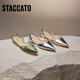 Sijiatu's new elegant sandals flat shoes shallow mouth single shoes women's sandals S5024CH4 Sunset Gold 38