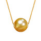 WEIYAN South Sea Gold Pearl Pendant 18K Gold Perfect Round Strong Light Seawater Pearl Passepartout Pendant Women's Single Naked Pearl Clavicle Chain Chopard Chain + Patch 11-12mm