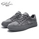 Shachi Herrenschuhe Herbst und Winter Neue Brettschuhe Herrenschuhe der Gelegenheitsschuhe Mode Britisch vielseitige Leinwandschuhe flache Schnürschuhe Männer Grau 41 (255 mm) Lederschuhgröße