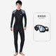 Zailu men's wetsuit thin swimsuit plus size snorkeling wetsuit for teenagers sun protection surfing long-sleeved one-piece swimsuit black gray + large frame swimming goggles XL XL one size fits all
