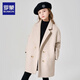 Luo Meng girls double-sided wool coat autumn and winter style children's style mid-length thick woolen coat milk tea white 130