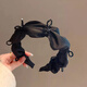 Jinhehe black high-end wide-brimmed pleated crystal hairband for women with high skull temperament niche crushed hairpin new hair accessories black satin rhinestone bow