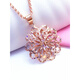 Yuan ethnic Russian 585 ladies purple gold necklace 18K rose gold color gold clavicle chain hollow flower single pendant