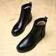 百丽踏靴子女短靴加绒马丁靴百搭平底女靴大码41秋冬皮女鞋裸靴 黑色厚绒 37