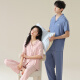 Modal pajamas summer 2024 trousers short sleeves sweet thin home clothes simple solid color cardigan couple suit 12308+12108 women XL+ men XL