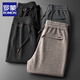 ROMON high-end wool-containing casual pants for men in autumn and winter, loose straight heavyweight sports woolen pants for middle-aged and elderly dads, high-grade gray XL