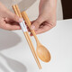 Half-life portable tableware, Japanese-style wooden chopsticks and wooden spoon set, wooden chopsticks and spoons with storage box, student and children's travel tableware, beech wood chopsticks and spoons two-piece set
