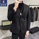 Woodpecker (TUCANO) autumn and winter thickened woolen small suit men's jacket slim fit casual Korean style handsome suit for men brown woolen + black sweater + velvet trousers set L