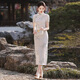 NUKM Cheongsam Chinese style long young 2025 summer new slim and elegant girl retro improved dress 6629 purple 3XL