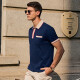 Mr. Stoffknopf Retro Polo-Shirt Sommer Neue Männer Revers kurzärmelig College-Stil AT12083 Navy Blue XL (180)