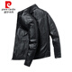 Pierre Cardin leather jacket men's 2025 new autumn and winter velvet thickened handsome casual motorcycle jacket leather jacket K new product black 1302 regular M