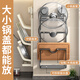 Yingsuyu kitchen storage rack suction cup pot lid rack no punching wall hanging chopping board rack kitchen storage rack pot lid rack drain gun gray 3 layers suction cup installation ready to use with drain tray