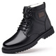 Kachilang Martin Boots Herren echte Lederwolle warme Baumwollstiefel High Top Cowdled Arbeit Anzug Kampf Army Hook Schneestiefel Winter 3519 Schwarz 39