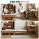 Genji Wooden Full Solid Wood Folding Sofa Bed Oak Dual-purpose Telescopic Sofa 0.9m Sofa Bed Coconut Palm Mat White