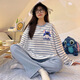 LUO LISI PAJAMAS для женщин весной и осенью хлопкового набора с длинным рукавом 2023 Новый студент INS Style осень и зимняя свобода 15125 Женских XL [[Предлагается 115-135JIN [JIN равно 0,5 кг]]]