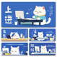 Three-color cat mouse pad super large girl office cute cartoon worker office simple dormitory text computer keyboard desk pad notebook study pad hand-drawn custom anti-slip lock edge 12222 patience-waiting to get off work 90 cm x 40 cm x 4 mm