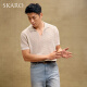 SKARO【镂空针织】海鸥领POLO衫男2025年夏休闲透气V领短袖T恤衫 杏色SKP841 M （=衬衫40码）
