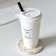 Milk tea cup disposable coffee cup ins white thickened paper cup with lid hot and cold drink takeaway soy milk drink water cup 10 sets thickened 500ml lid thick tube sticker