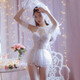 Nilanqing/Fun Wedding Dress focuses on high quality, bride's gown, hot passionate afternoon on the bed, white wedding, white white wedding dress + garter stockings) + crotchless Christmas