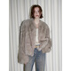 
Fu Zhien, fashionable, exquisite and elegant, two-color wrapped feeling stand collar, shoulder-drop short fox fur coat, hazelnut brown M