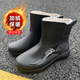 Neue Herbst- und Winter warme Regenschuhe für Männer Herren Wasserschuhe für Männer Kurzrohr flacher Boden Regenstiefel Wasserdichte Arbeit Schuhe Anti-Rutsch-Gummi Schuhe 829 rote Sohle [Standardgröße] 41