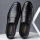 Portures leather shoes men's British slip-on business casual shoes lightweight soft sole Loaf formal shoes men 9526 black 39